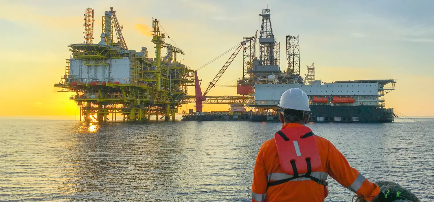 Marine engineer at sea